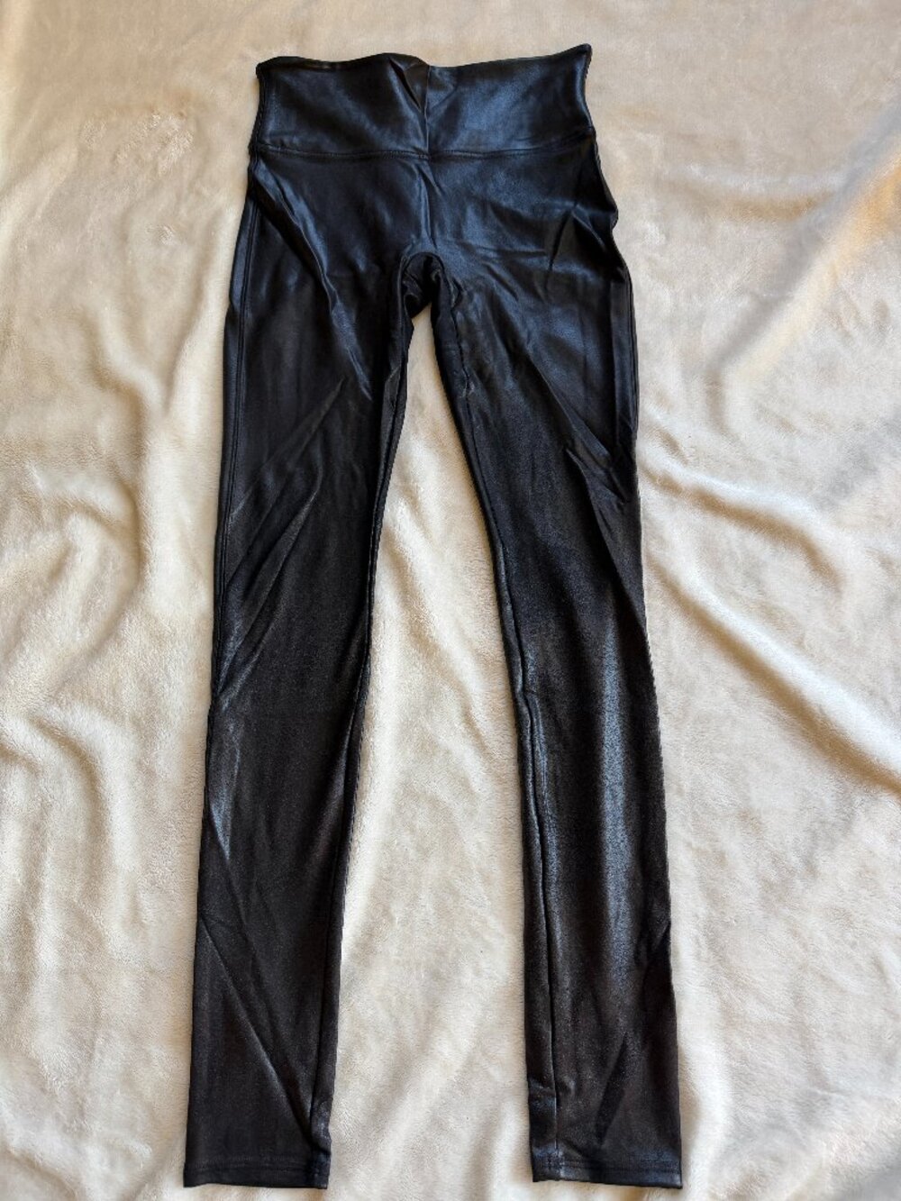 SPANX Black Faux Leather Leggings - Size Small - Excellent Condition